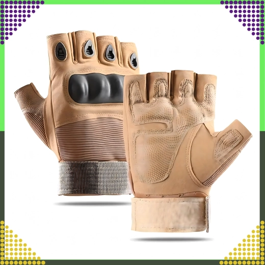 Gants tactiques sans doigts – gants résistants avec protection dure des articulations, taille L, marron