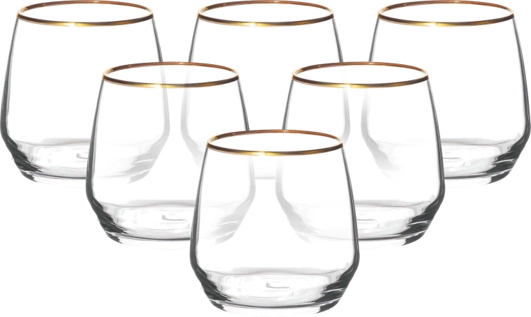 Rubin Gold – lot de 6 verres 370 ml avec bord doré
