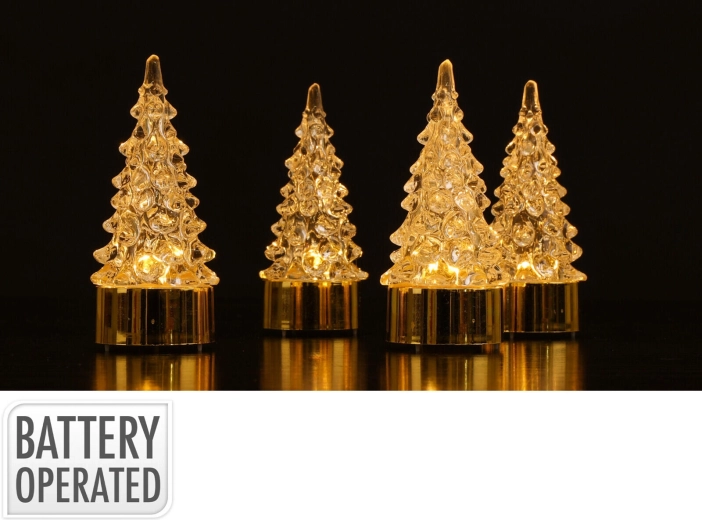 Décoration de Noël LED en forme de sapin, 9 cm, 4 pièces