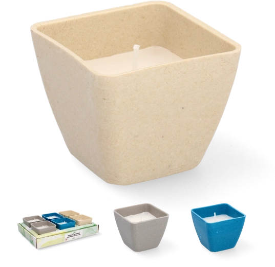 Bougie décorative Citronella carrée 7,5 × 6 cm