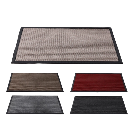 Paillasson d’entrée rectangulaire en caoutchouc et PP 60 × 90 cm, assortiment de couleurs