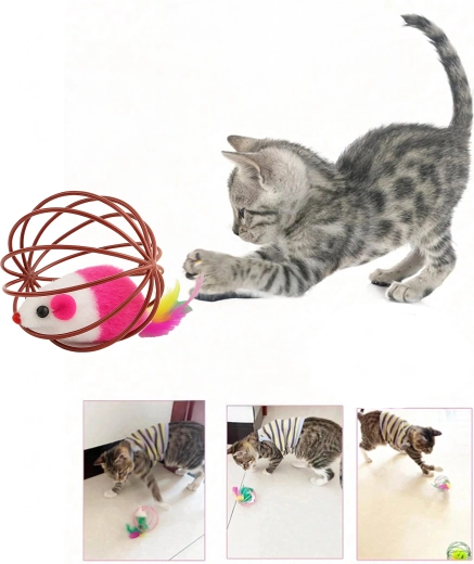 Souris en peluche avec plumes et grelot