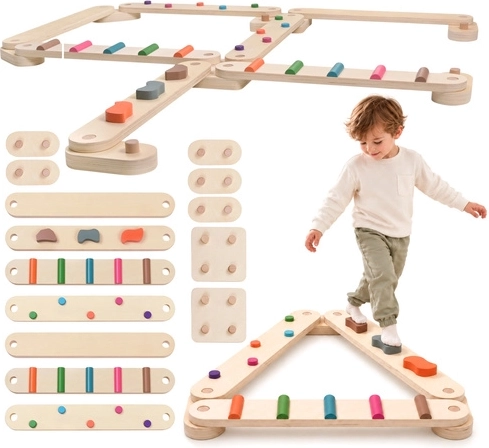Parcours d’équilibre en bois Kruzzel avec 14 pièces