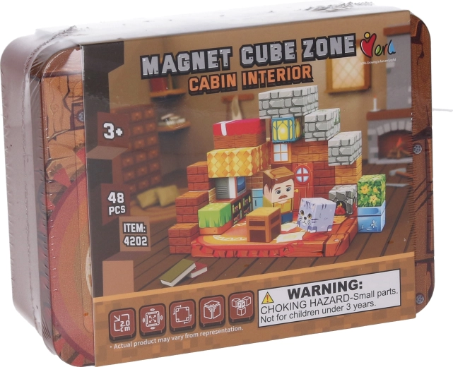 Jeu de construction Magnet Cube Zone cabin interior 48 pièces