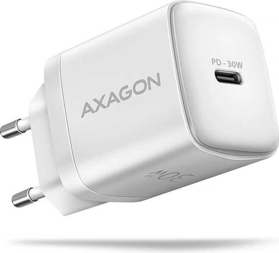 Chargeur secteur AXAGON USB‑C 30 W (PD 3.0/QC 4+/SFC) blanc