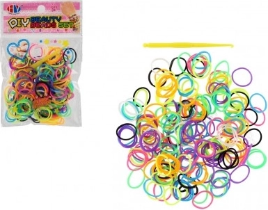 Élastiques colorés pour la fabrication de bracelets avec crochet, 200 pièces (sachet 8,5 × 13 cm)