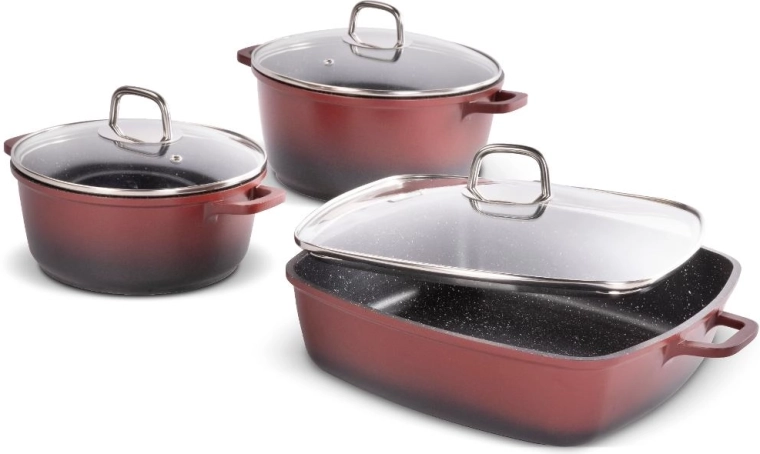 Lamart ensemble de casseroles rouge 6 pièces