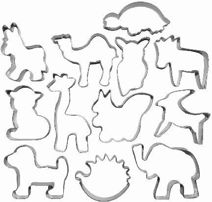 Set d’emporte-pièces en acier inoxydable – animaux, 12 pcs