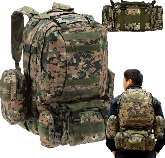 Sac à dos tactique 4-en-1 50 l camouflage vert