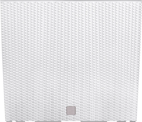 Jardinière haute en plastique aspect rotin avec insert, blanche 58 × 18 × 49,8 cm