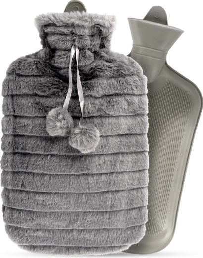 Bouillotte avec housse en peluche grise 2 l