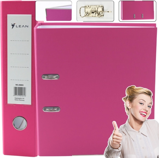 Classeur à levier A4 75 mm rose LEAN