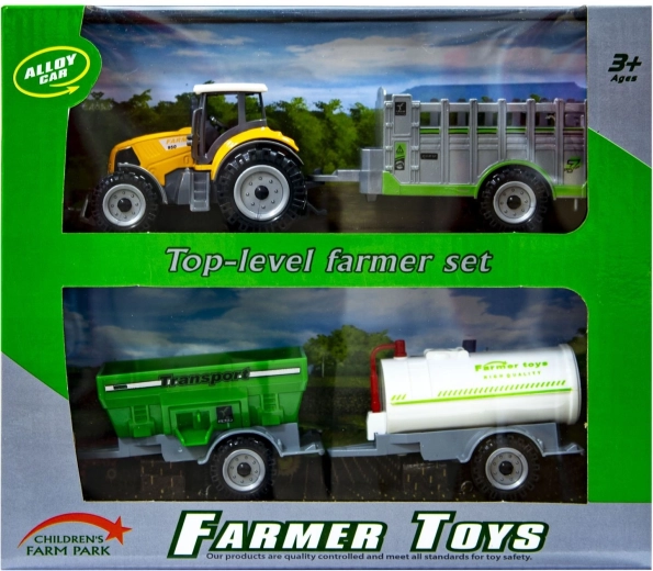 Tracteur orange avec remorques interchangeables