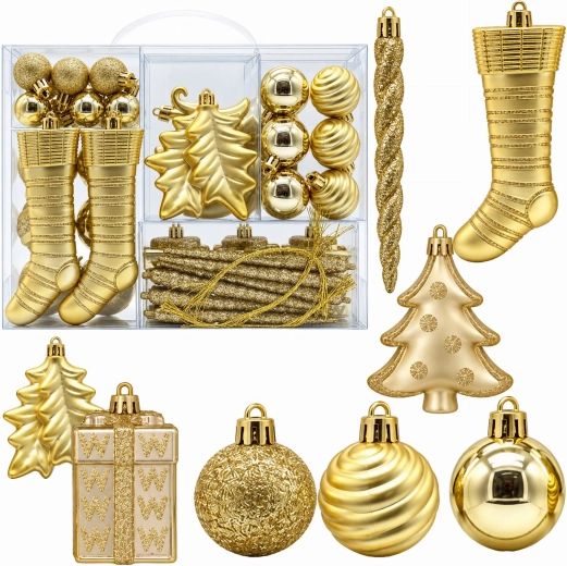 Décorations de Noël incassables pour sapin, set de 38 pièces