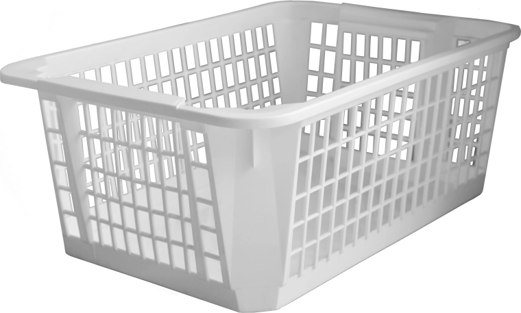 Panier en plastique empilable 36 x 26 x 14 cm – Blanc