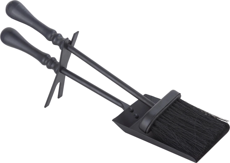 Ensemble d’outils pour cheminée en acier noir, set de 2 pièces