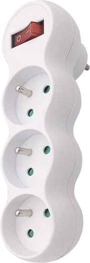 Solight multiprise pour prise avec support réglable, 3 prises, blanche