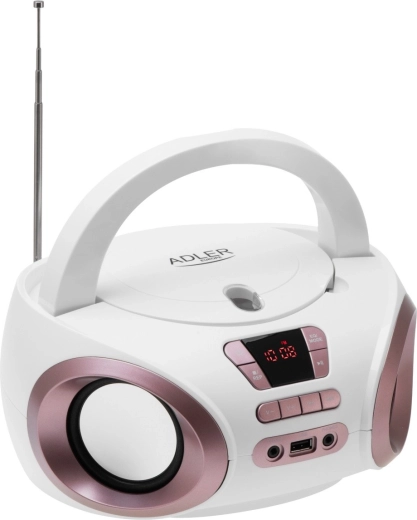 Boombox portable avec CD et MP3 Adler AD 1181 blanc cuivre