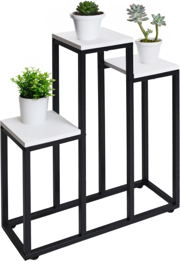 Support à fleurs en métal avec 3 étagères blanches - 1 pièce