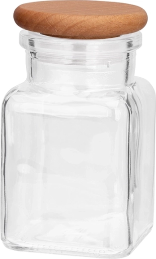 Bocal en verre à épices President line 150 ml avec couvercle en bois