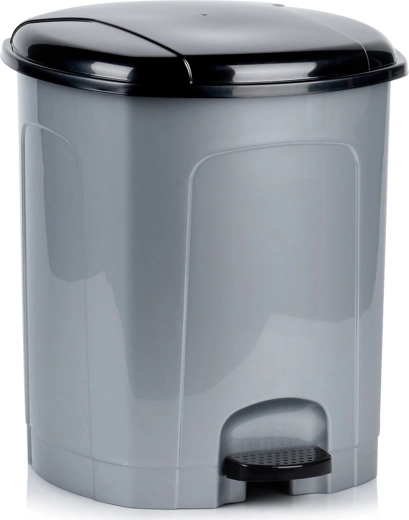 Poubelle en plastique à pédale 21 l, grise