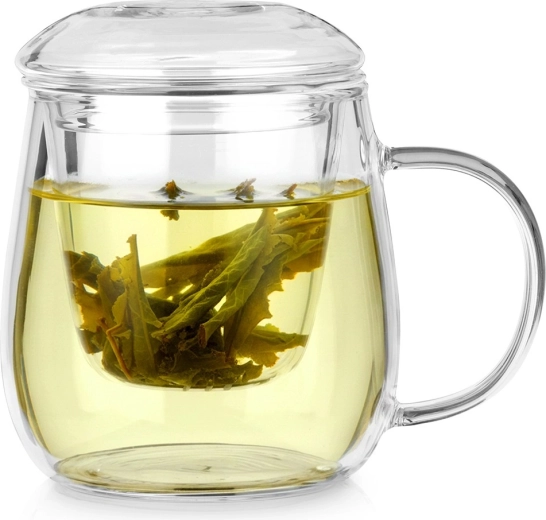 Tasse en verre avec filtre et couvercle 400 ml