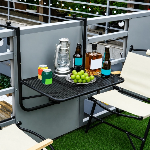 Table de balcon suspendue pliable à accrocher au garde-corps, réglable, charge max. 30 kg