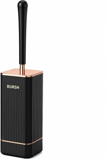 Brosse WC en silicone RENEW FORCE avec support et fixation murale, noire