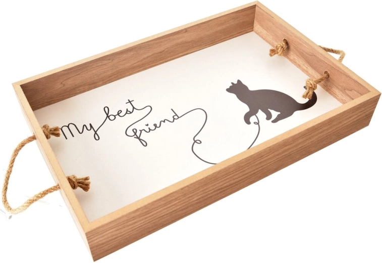 Plateau de service en bois Lovely Cat 38 × 25 cm