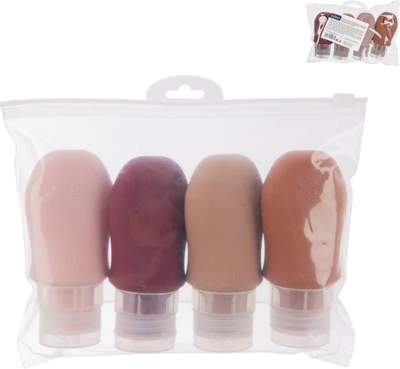 Flacons en silicone de voyage pour cosmétiques dans une trousse avec ventouses - 5 pièces