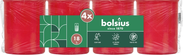 Set de bougies de cimetière sans couvercle rouge 4×18 h