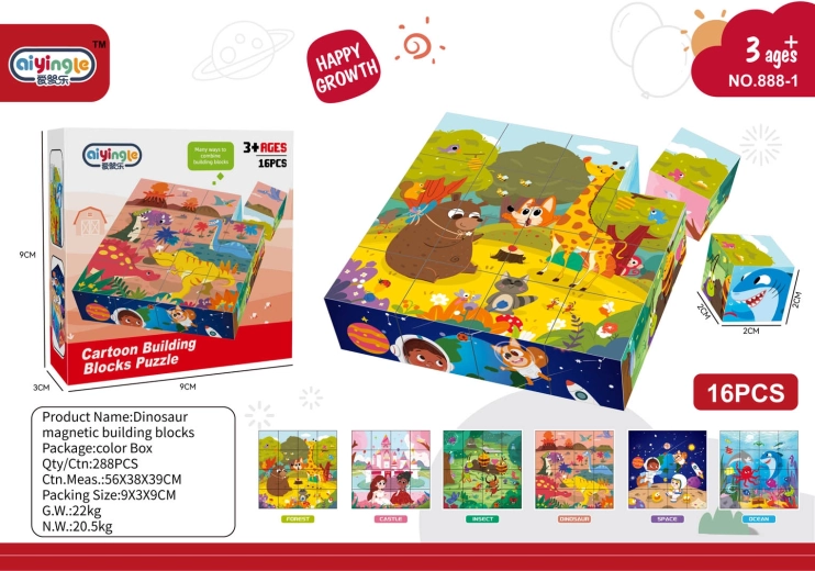 Mini set de cubes magnétiques 3D 16 pcs
