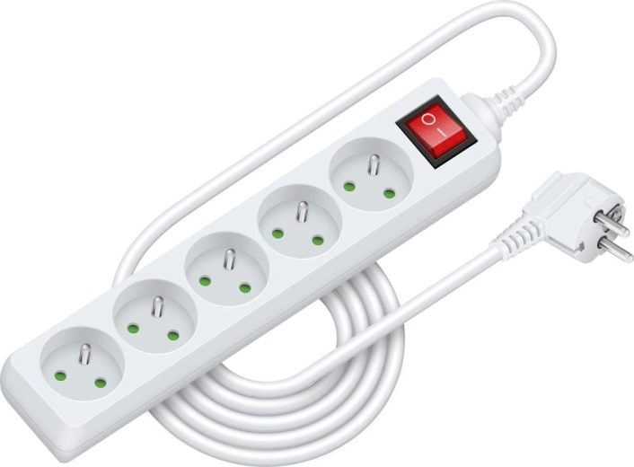 Rallonge électrique avec interrupteur Retlux, 3 m, 5 prises