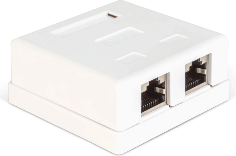 Double prise réseau murale RJ45 Cat.6 FTP