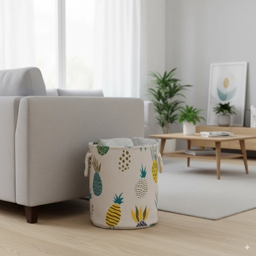 Panier textile pour linge et jouets avec ananas 30 × 35 cm