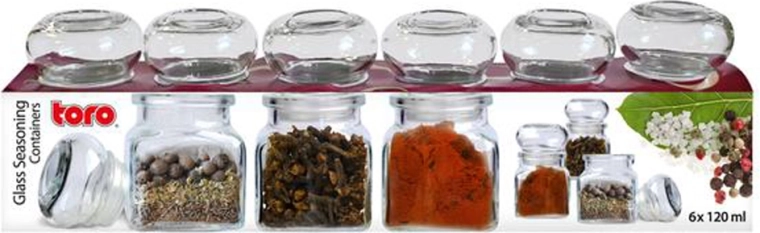Bocaux à épices en verre TORO 120 ml, lot de 6 pièces