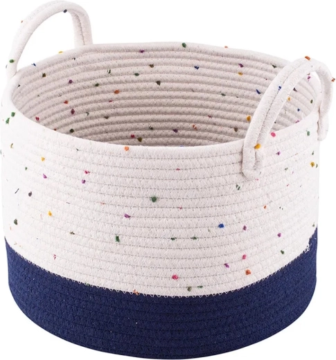 Panier de rangement tressé blanc‑grenat 32 × 32 × 22 cm