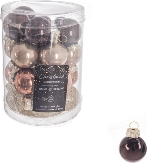 Boules de Noël en verre marron 2,5 cm (24 pièces)