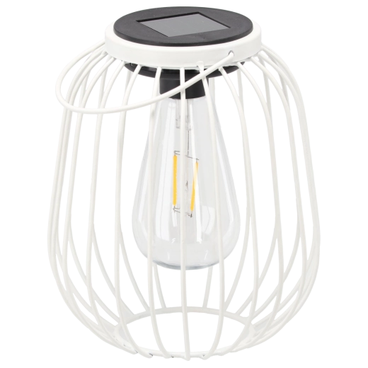 Lanterne solaire en métal blanche 19 cm