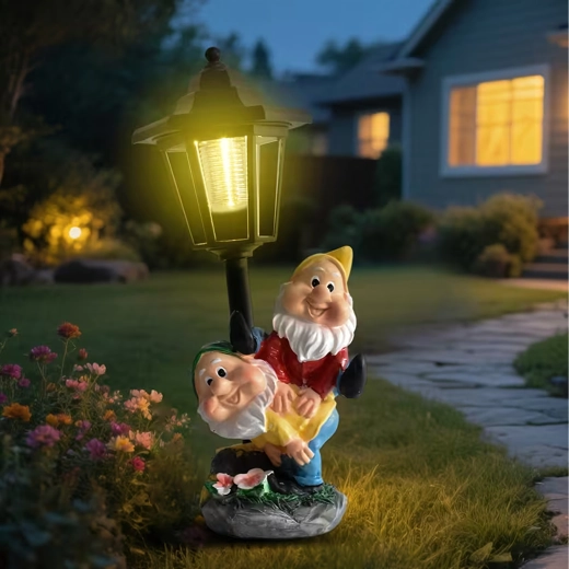 lampe de jardin solaire avec nains – figurine décorative à LED