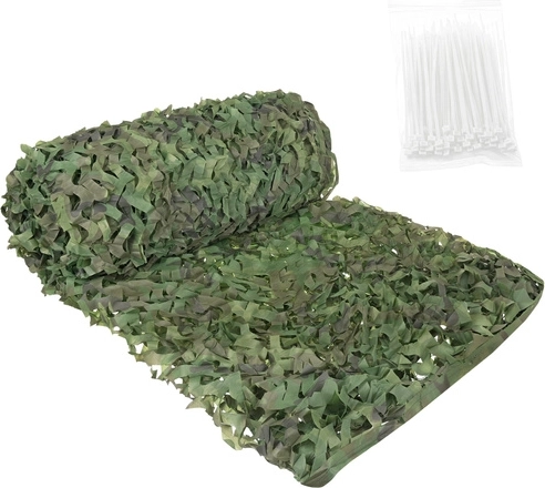 Filet de camouflage 4 × 6 m GARDLOV Woodland avec 100 colliers de serrage