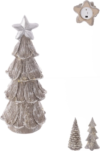 Décoration de Noël sapin en polystone avec éclairage LED