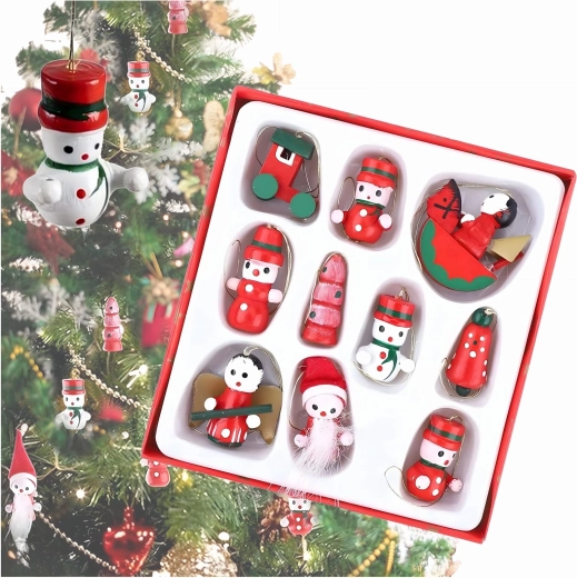 Décorations de Noël en bois pour sapin, 10 pièces