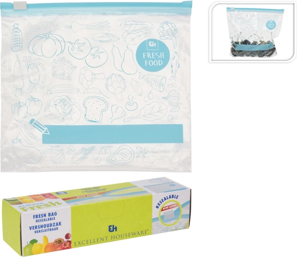 Sachets à zip 1 L avec impression, 15 pcs