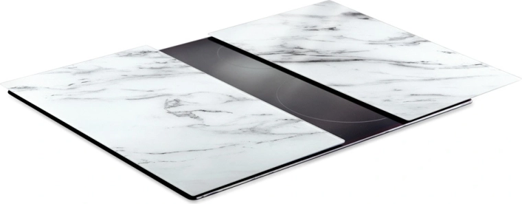 Planches à découper en verre Vilde et couvercle de plaque de cuisson marbre blanc 2 pcs 60 × 52 cm