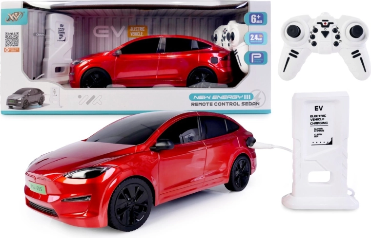 Voiture RC avec station de charge – rouge