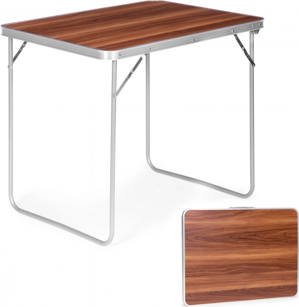Table de camping pliante 80 × 60 cm aspect bois