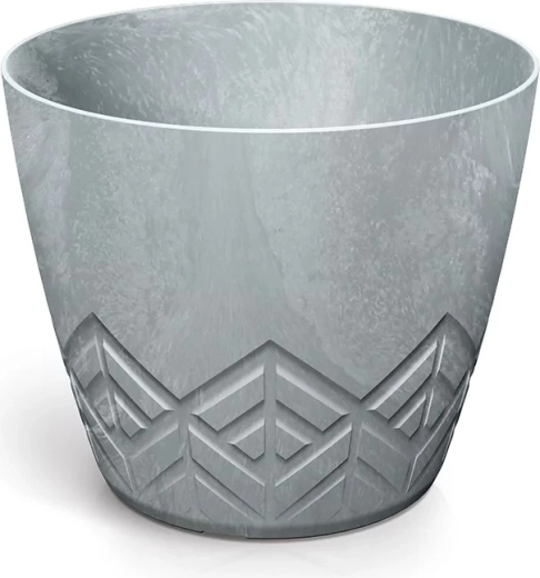 Pot de fleurs effet béton 29,5 cm en plastique recyclé, gris