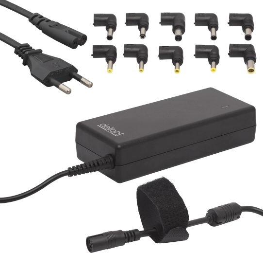 Adaptateur secteur universel pour ordinateurs portables 90 W avec câble d’alimentation