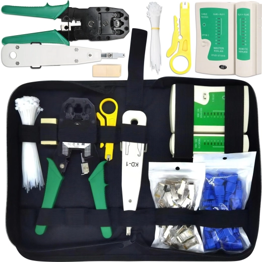 Kit d’outils réseau avec testeur de câbles BS-468